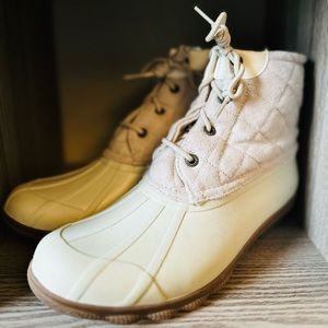 SPERRY Women's Syren Waterproof Duck Boot Combat Lace Up Rain Boots
